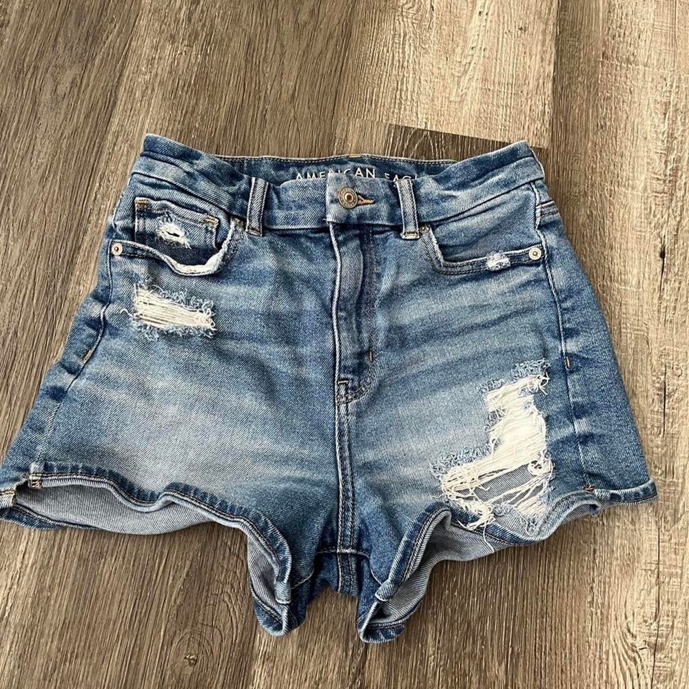 Denim Curvy‎ Distressed Jean Shorts